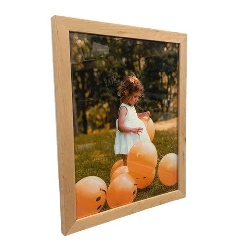 Natural 14x25 Wood Picture Frame with Real Glass - Maple Light Wood Wall Frame
