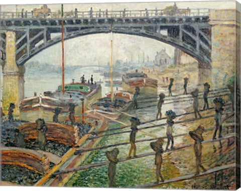 The Stream of Robec at Rouen, 1872 workers by Claude Monet