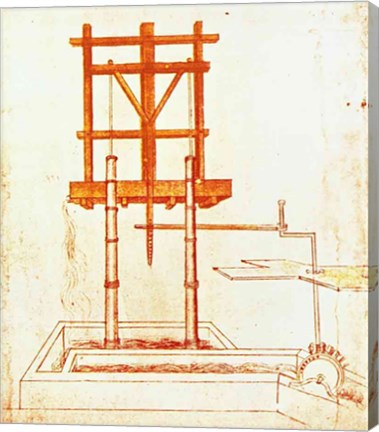 Hydraulic Water Pump for a Fountain by Leonardo Da Vinci