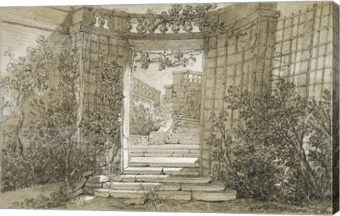 Landscape with a Stairway and Balustrade by Jean-Baptiste Oudry
