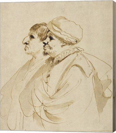 Caricature of Two Men Seen in Profile by Guercino (Giovanni Francesco Barbieri)