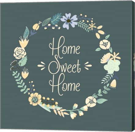 Home Sweet Home Floral Teal by Color Me Happy