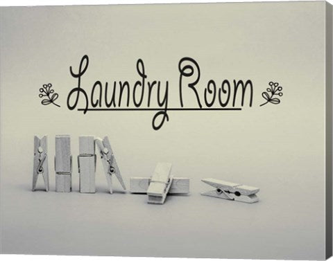 Laundry Room Sign Clothespins Black and White by Color Me Happy