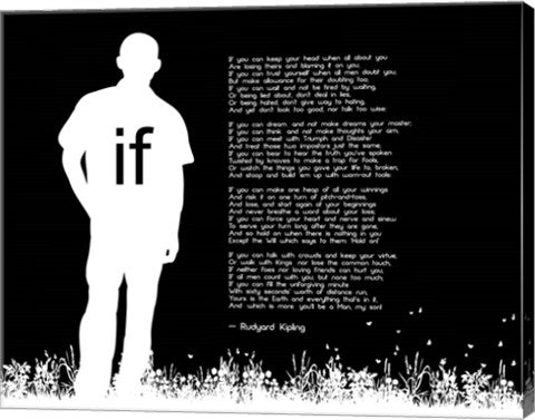 If by Rudyard Kipling - Man Silhouette Black by Quote Master