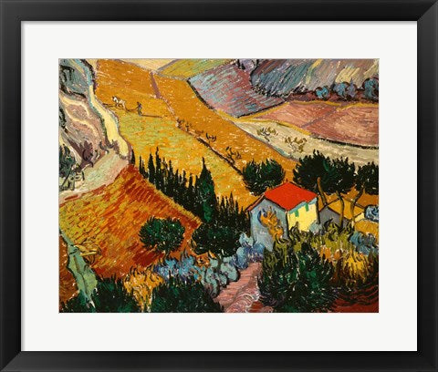 Landscape with House and Ploughman, 1889 by Vincent Van Gogh