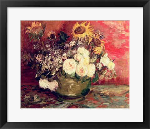 Sunflowers, Roses and other Flowers in a Bowl, 1886 by Vincent Van Gogh