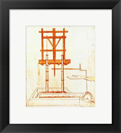 Hydraulic Water Pump for a Fountain by Leonardo Da Vinci