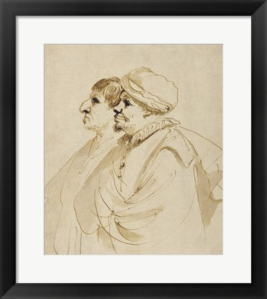 Caricature of Two Men Seen in Profile by Guercino (Giovanni Francesco Barbieri)
