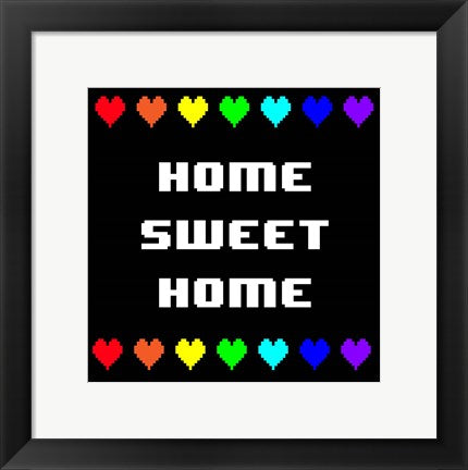 Home Sweet Home -  Black with Pixel Hearts by Color Me Happy