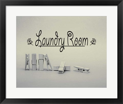 Laundry Room Sign Clothespins Black and White by Color Me Happy