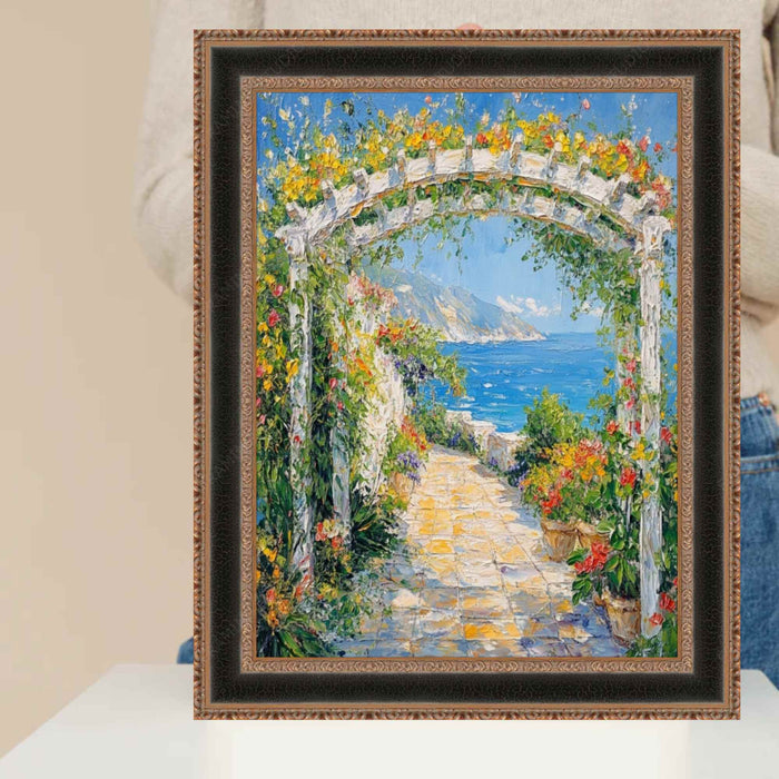 32x48 Frame Antique Gold Black Leather Picture Frame