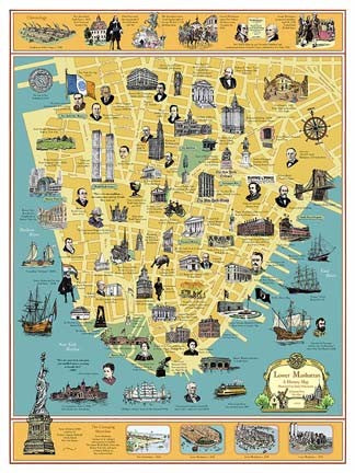 A History of Lower Manhattan by Tony Millionaire - NYC Cityscape Wall Art Print 32x24
