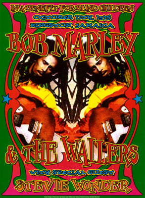 Bob Marley & Stevie Wonder Art Print - Kingston, Jamaica 1975 | Dennis Loren Wall Décor 19.25 x 14