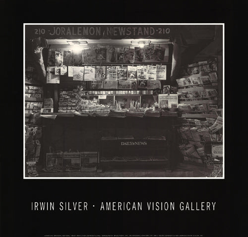 Brooklyn Newsstand Art Print by Irwin Silver - Vintage NYC Wall Art Decor 23x24 inches