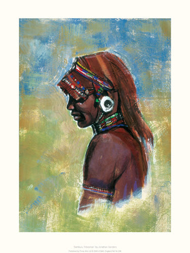 Samburu Tribesman Art Print by Jonathan Sanders - African Tribal Wall Decor 15.7 x 11