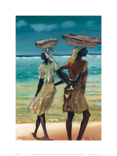 Fishermen's Wives by Patrick Bradfield Art Print - Coastal Wall Decor 15.7 x 11.75