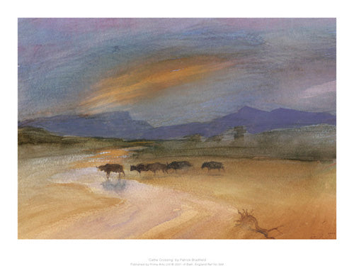 Cattle Crossing by Patrick Bradfield - Rustic Farmhouse Wall Art Print | 11.8 x 15.7 Décor