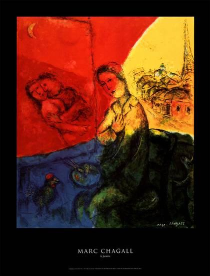Le Peintre by Marc Chagall - Modern Art Print for Home Decor | 34x24 " Wall Art