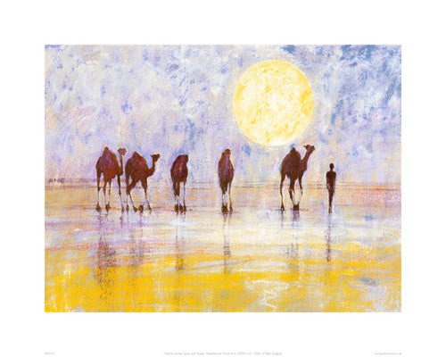 Caravan Art Print by Jonathan Sanders - Modern Desert Landscape Wall Decor | 15.7 x 19