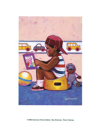Potty Training Art Print by Ray Simmons - Cute 10x8 " Wall Decor