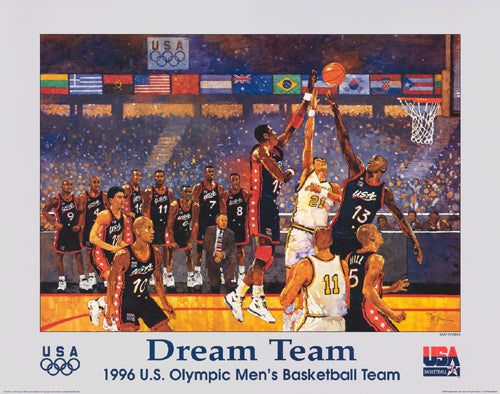 Dream Team 1996 US Olympic Men's Basketball Team Art Print by Bart Forbes - Iconic Sports Wall Decor