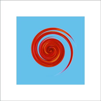Whirl #3 Red on Sky Blue by Michael Banks Wall Art Décor 15 3/4 x 15 3/4 Art Print
