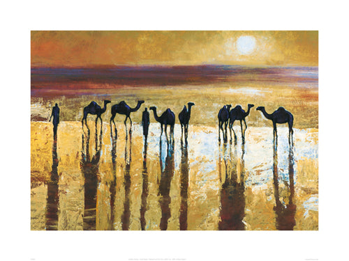 Camel Station by Jonathan Sanders - Desert Oasis Art Print for Wall Decor | 23.6 x 31.5 Landscape