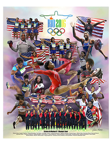 Sisters in Motion II: Olympic Soul Rio 2016 by Wishum Gregory Wall Art Décor 11 x 8 ½ Art Print