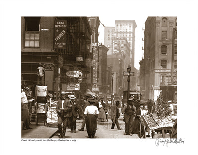 Canal Street West to Mulberry, Manhattan, 1908 by Merlis Collection Wall Art Décor 11 x 14 Art Print