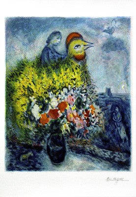 Le Cog avec le Bouquet Jaune by Marc Chagall Wall Art Décor 35 1/8 x 24 3/8 Art Print