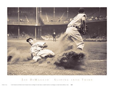 Joe DiMaggio Sliding Into Third by Bettmann Archive Wall Art Décor 12 x 16 Art Print