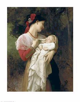 Mother and Child by William-Adolphe Bouguereau Wall Art Décor 29 x 23 Art Print