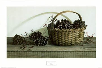 Pine Cones and Roseberries by Pauline Campanelli Wall Art Décor 21 1/4 x 32 Art Print