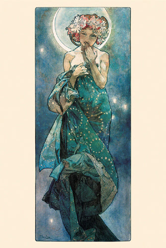 Moon, 1902 by Alphonse Mucha Wall Art Décor 36 x 24 Art Print