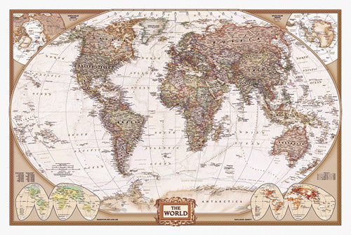 Map of the World by Anon Wall Art Décor 24 x 36 Art Print