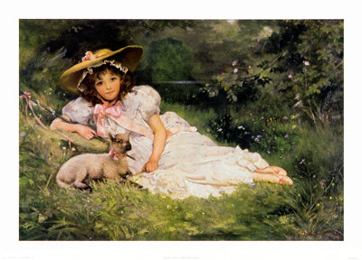 Girl with her Pet by Arthur Dampler Wall Art Décor 18 x 26 Art Print
