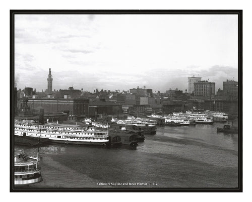 Baltimore Skyline and Inner Harbor, 1912 by Anon Wall Art Décor 16 x 20 Art Print