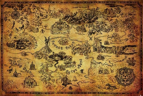 The Legend of Zelda: Hyrule Map by Anon Wall Art Décor 24 x 36 Art Print