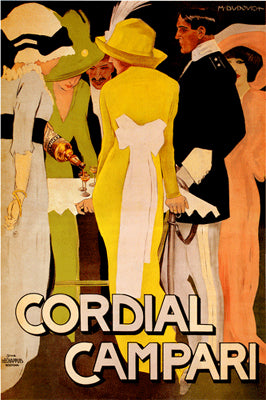 Cordial Campari Art Print by Marcello Dudovich - Vintage Aperitif Wall Decor 20.5 x 15 inches