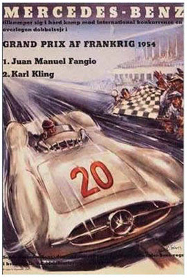 Mercedes-Benz French Grand Prix 1954 Art Print - Vintage Racing Car Wall Decor & Collectible Art 17.75 x ...