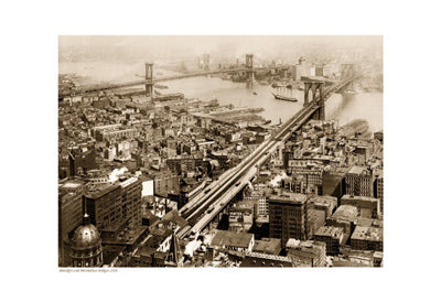 Vintage Brooklyn & Manhattan Bridges, 1916 Sepia Art Print - Wall Decor | Historical NYC Photography for Sale