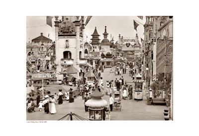 Luna Park, Coney Island, 1904 Sepia Art Print - Vintage Amusement Park Wall Art Décor