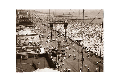 Coney Island 1947 Sepia Art Print - Vintage Beach Photography Wall Art Décor