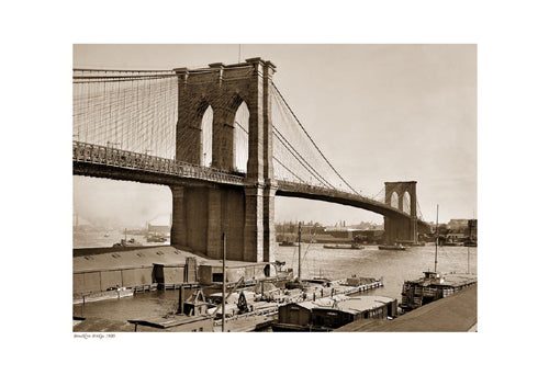 Vintage Brooklyn Bridge 1900 Sepia Art Print - Iconic NYC Wall Decor