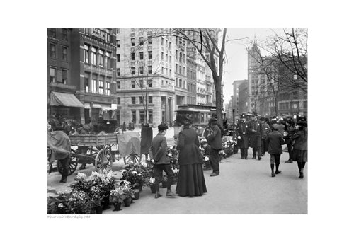 Flower Vendor's Easter Display, 1904 - Vintage Spring Floral Wall Art Print