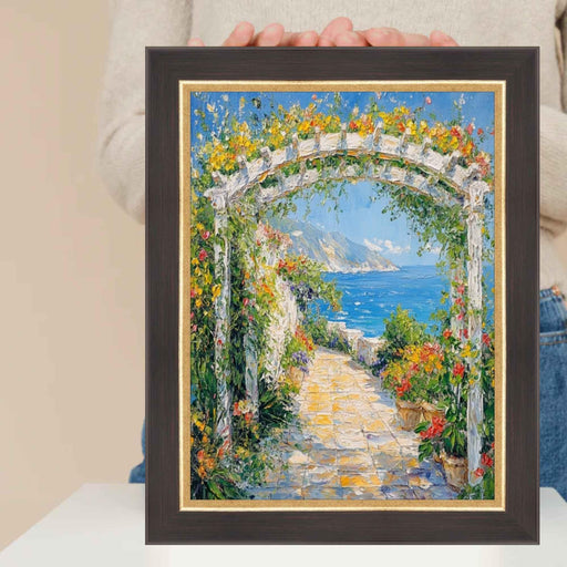 30x36 Frame Cafe Wood Tone With Gold Lip Picture Frame