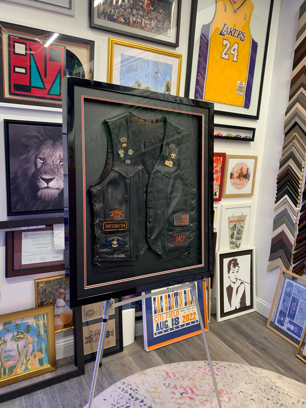 framed leather motorcycle jacket bike gang