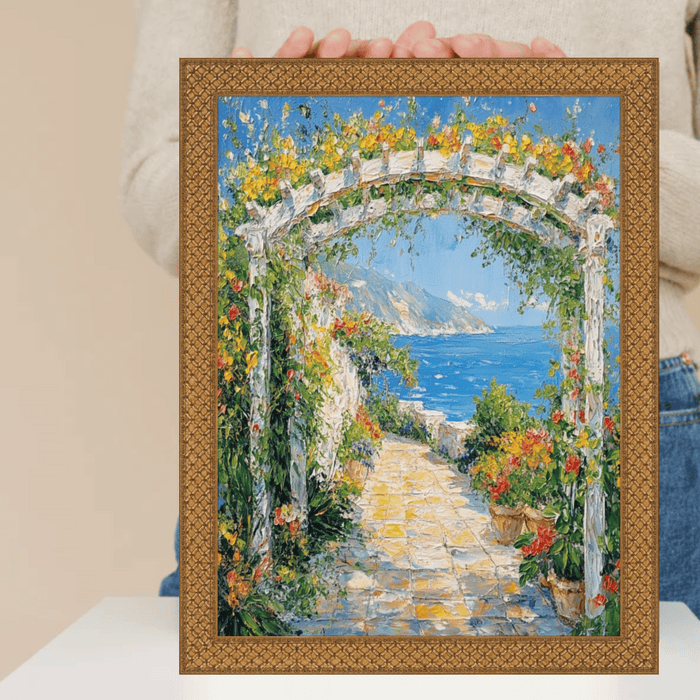 8x10 Frame Slim Cris Cross Gothic Antique Gold Picture Frame