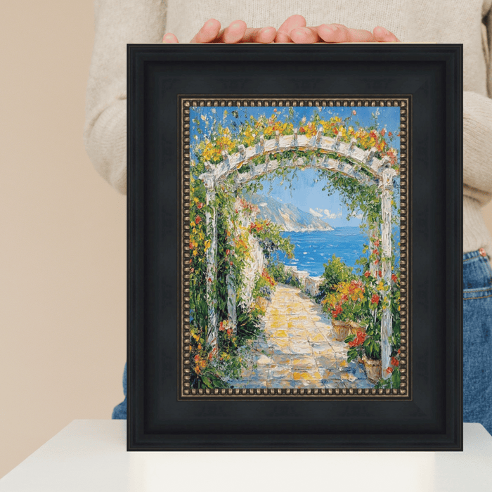 36x48 Frame Wide Black Scoop With Gold Bead Picture Frame
