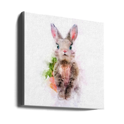 Baby Rabbit Square Canvas Art  Emel Tunaboylu